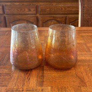 Set of two sunset, glass vases, or candleholders